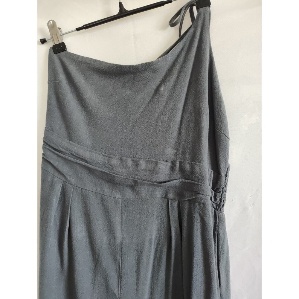 ANRABESS Women’s Gray Smocked Strappy Sleeveless Wide-Leg Jumpsuit M - Picture 3 of 9